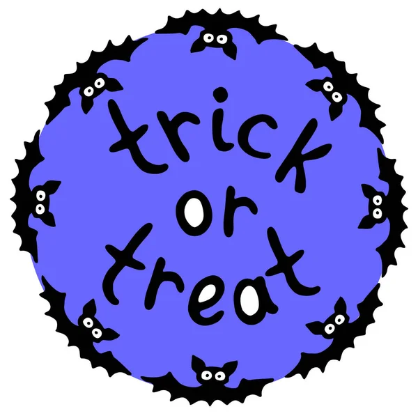 Marco Redondo Con Murciélagos Feliz Halloween Truco Letras Regalo Frontera — Vector de stock