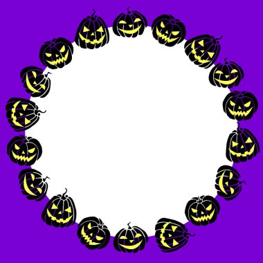 Mutlu Cadılar Bayramı tasarım karakterleri balkabağı, Jack Lantern. Tebrik kartı, davetiye, parti, poster, afiş için bayram sınırı, arkaplan veya başlığı.