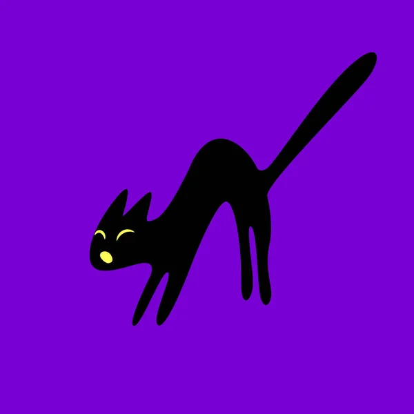 Zwarte Kat Vectorillustratie Geïsoleerd Element Van Ontwerp Voor Halloween Uitnodiging — Stockvector