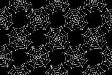 Örümcek ağı kusursuz desen. Vektör illüstrasyonu izole edildi. Cadılar Bayramı dokusu.