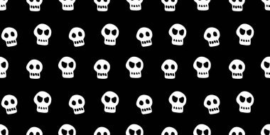 Kafatasları kusursuz. İlkel çizgi film düz stili. Cadılar Bayramı temalı arka plan ve doku, tehlike, ölüm, savaş, zehir. Kumaş, ambalaj, parti, poster, afiş.