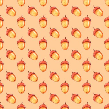 Kusursuz suluboya palamut deseni. Mevsimsel tasarım, ambalaj, ev dokuması, kumaş, kumaş, şükran günü teması, orman ve mutlu sonbahar için doğal altyapı ve dokular.