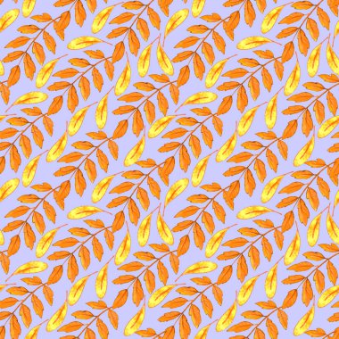 Suluboya sonbahar rowan 'ı kusursuz bir iz bırakır. Sezonluk tasarım, ambalaj, tekstil, kumaş, şükran günü teması ve mutlu sonbahar için renkli arkaplan ve dokular.