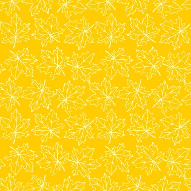 Kusursuz şekilli akçaağaç yaprakları izole edilmiş. Kumaş için basit vektör dokusu, davetiyeler, ev yapımı tekstil. Sonbahar, orman, yaprak dökümü kavramı.