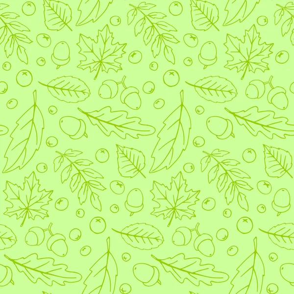 Seamless Pattern Falling Leaves Acorns Berries Vector Autumn Texture Isolated — 스톡 벡터