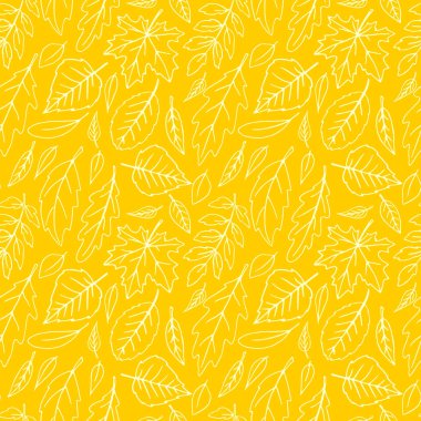 Kusursuz dökülen yapraklar. Vektör sonbahar dokusu yalıtılmış, elle çizilmiş karalama ana hatlarıyla. Orman kavramı, yaprak düşüşü, doğa.