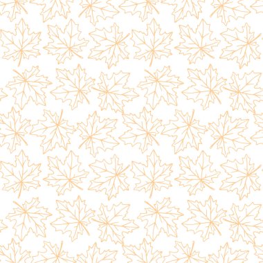 Kusursuz şekilli akçaağaç yaprakları izole edilmiş. Kumaş için basit vektör dokusu, davetiyeler, ev yapımı tekstil. Sonbahar, orman, yaprak dökümü kavramı.