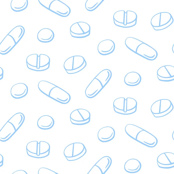 Modèle Sans Couture Avec Des Médicaments Des Capsules Des Médicaments — Image vectorielle