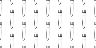 Test tüpleriyle kusursuz desen. El çizimi karalama vektör dokusu beyaz arkaplanda izole edilmiş. Laboratuvar kimyasal test tüpü. Laboratuvar teşhisleri.