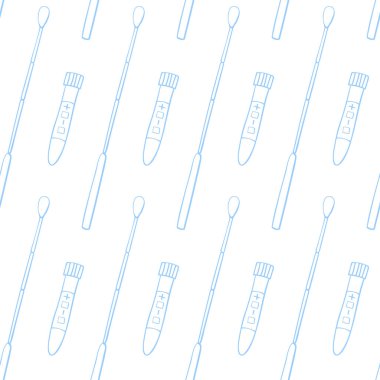 Test tüpleri, deney tüpleri ve beyaz arka planda izole edilmiş örnekler. Covid-19 testi. Kan örnekleri. Laboratuvar için grip analizi. Vektör çizgisi karalaması Tıbbi altyapı ve dokular.