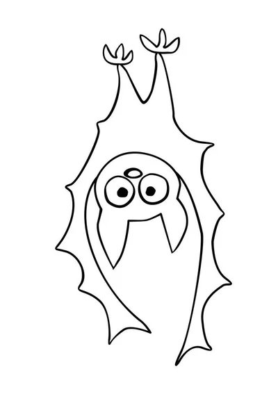 Morcego Bonito Pendurado Cabeça Para Baixo Desenhado Estilo Doodle Desenhos — Vetor de Stock