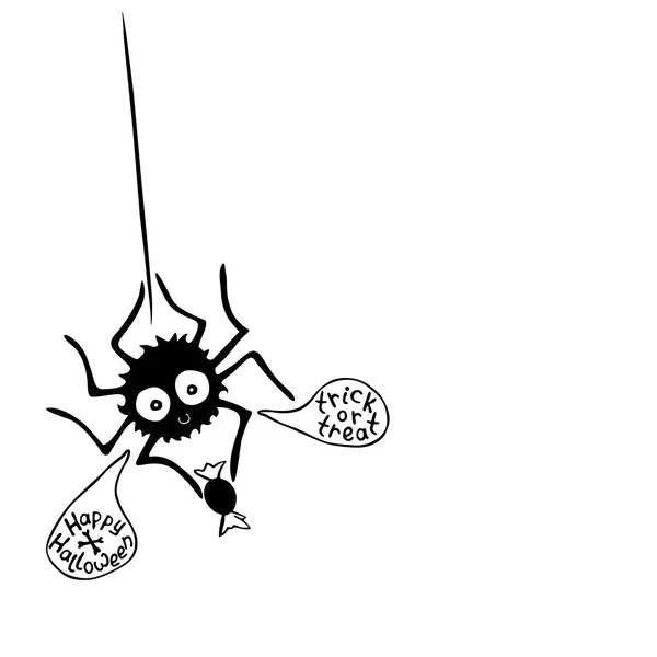 Vektor Roztomilý Pavouk Bonbóny Webu Kresleném Plochém Stylu Izolované Lék — Stockový vektor