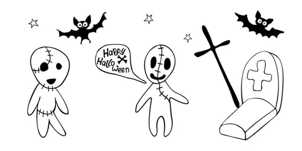 Fijne Halloween Grappige Illustratie Met Twee Zombies Die Elkaar Nachts — Stockvector
