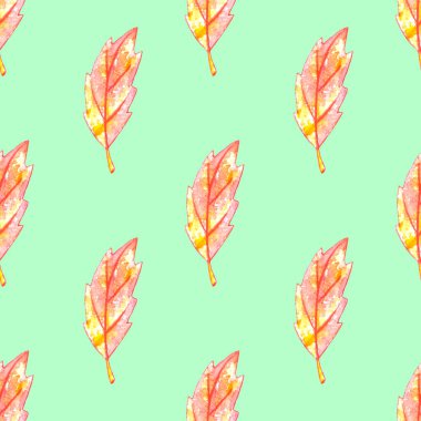 Suluboya sonbaharı pürüzsüz bir desen bırakır. Renkli sonbahar arkaplanı ve sezonluk tasarım, ambalaj, ev dokuması, kumaş, şükran günü teması ve mutlu sonbahar.