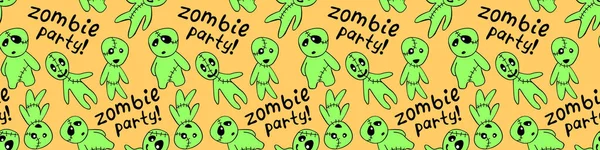 Vektornahtloses Muster Mit Niedlichen Zombies Cartoon Stil Skizze Doodle Illustration — Stockvektor