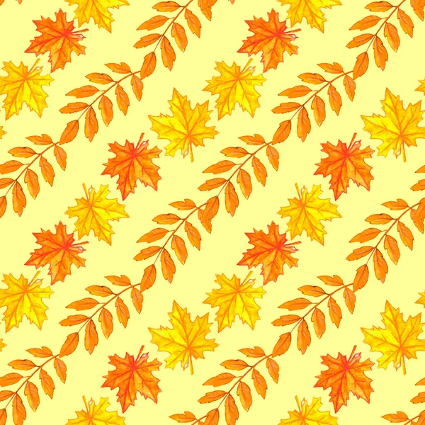 Watercolor Autumn Leaves Seamless Pattern Colorful Backgrounds Textures Seasonal Design — Stock Photo, Image