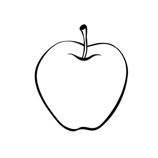 Pomme Vectorielle Contour Simple Dans Style Doodle Fruit Isolé Dessiné — Image vectorielle