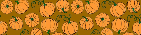 Patrón Sin Costuras Vectorial Con Calabazas Estilo Plano Halloween Acción — Vector de stock