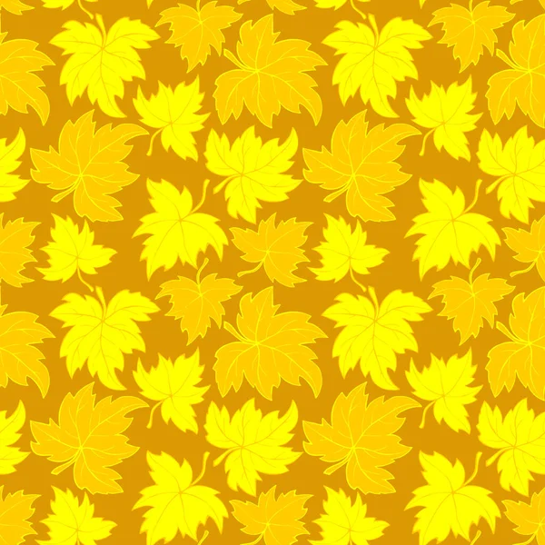 Motif Vectoriel Lumineux Sans Couture Avec Des Feuilles Jaunes Orange — Image vectorielle