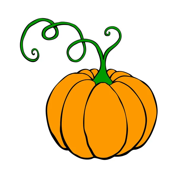 Vektorová Dýně Knírkem Plochém Stylu Izolovaná Symbol Halloween Podzim Úroda — Stockový vektor