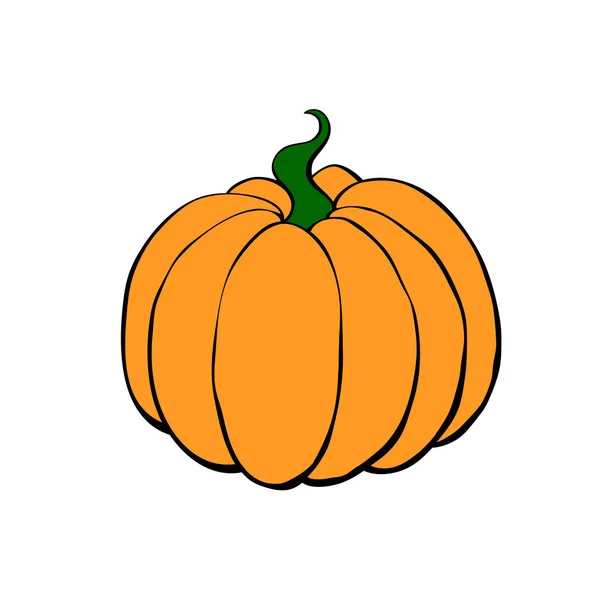 Calabaza Color Vectorial Estilo Plano Aislada Símbolo Halloween Otoño Cosecha — Archivo Imágenes Vectoriales