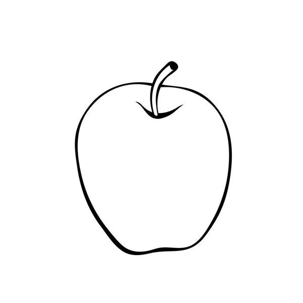 Vector Manzana Contorno Simple Estilo Garabato Fruto Aislado Dibujado Mano — Vector de stock