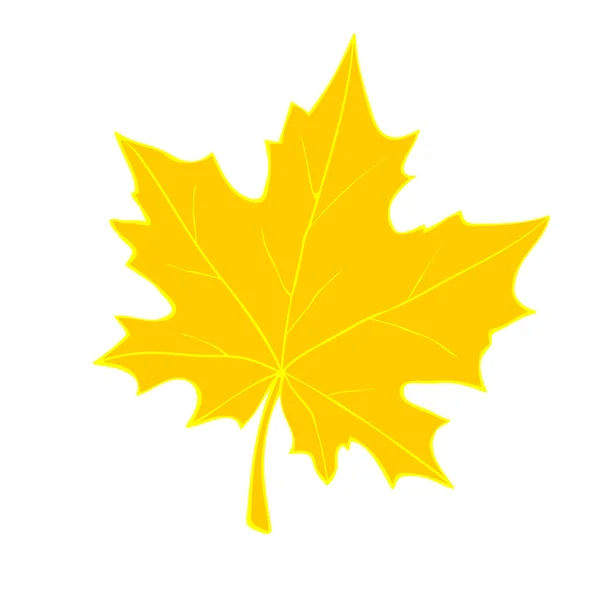 Vector Golden Maple Leaf Flat Doodle Style Isolated White Background — Stock Vector