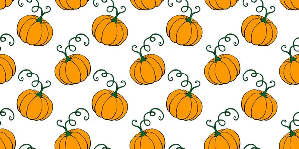 Vektorový Hladký Vzor Oranžovými Dýněmi Knírkem Halloween Nebo Díkůvzdání Pozadí — Stockový vektor