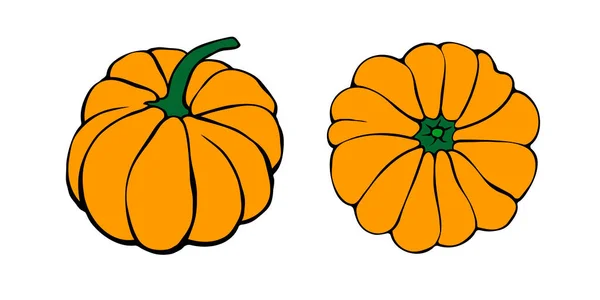 Set Vector Color Pumpkin Flat Style Isolated Symbol Halloween Autumn — Stock Vector