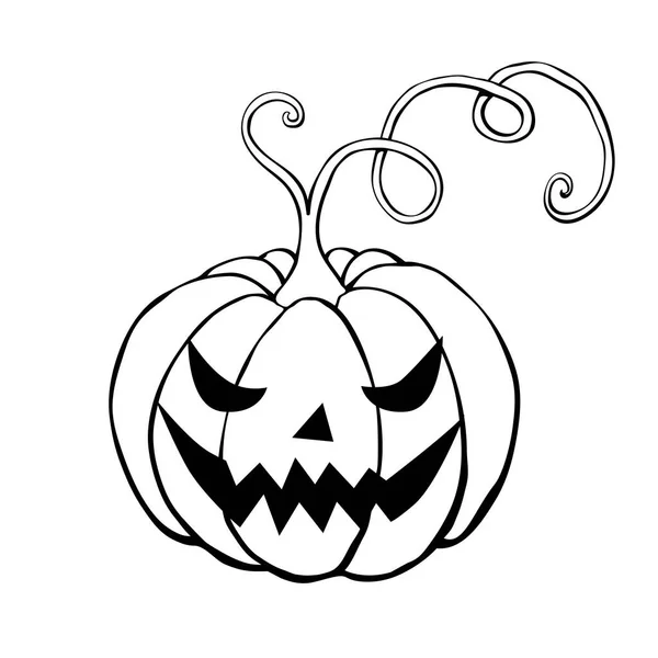 Vector Simple Miedo Espeluznante Sonriente Calabaza Halloween Aislado Jack Lantern — Archivo Imágenes Vectoriales