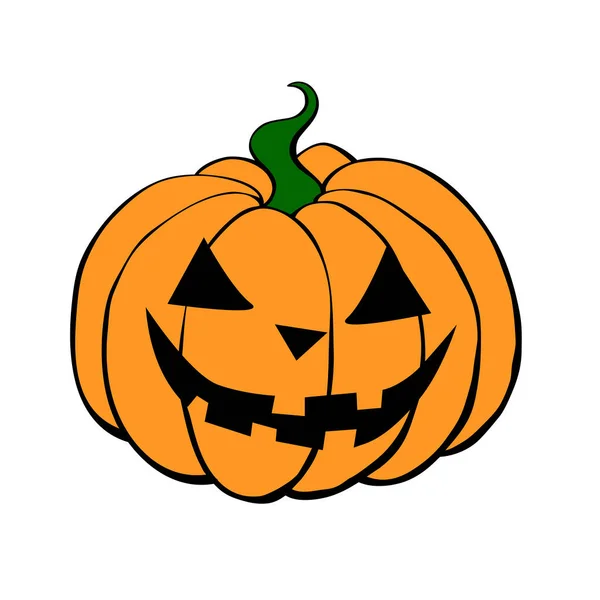 Vector Simple Miedo Espeluznante Sonriente Calabaza Halloween Aislado Jack Lantern — Archivo Imágenes Vectoriales