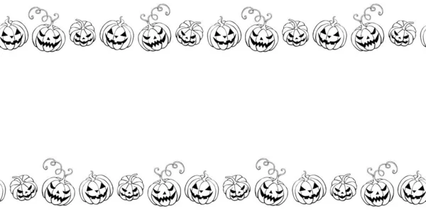 Contexte Cadre Pour Halloween Bordure Horizontale Haut Bas Bordure Éléments — Image vectorielle