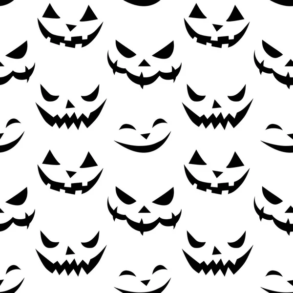 Bezproblémový Vzor Usměvavých Tváří Duchů Plochém Stylu Vektorová Halloween Textura — Stockový vektor