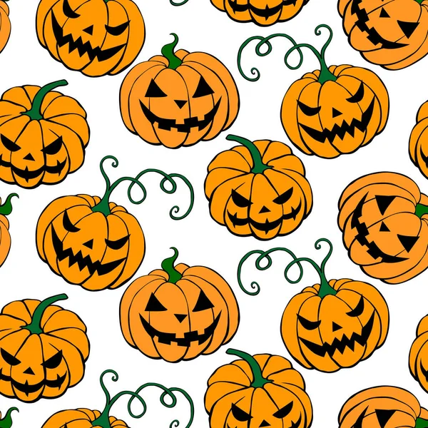 Balkabaklı vektör deseni, Balkabağı Valesi. Cadılar Bayramı arkaplan ve dokuları düz karalama tarzında, izole.