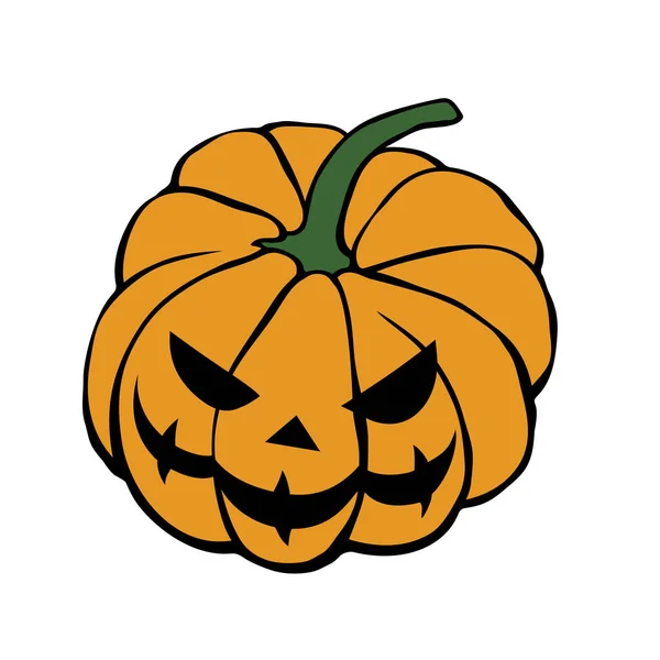 Vector Simple Miedo Espeluznante Sonriente Calabaza Halloween Aislado Jack Lantern — Archivo Imágenes Vectoriales