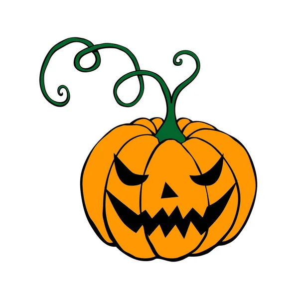 Vector Simple Miedo Espeluznante Sonriente Calabaza Halloween Aislado Jack Lantern — Archivo Imágenes Vectoriales