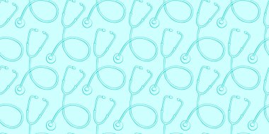 Çizgili steteskopları karalama tarzında olan vektörsüz desen. Tıbbi altyapı ve dokular. Doktor sembolü. Tıp teması, klinik, sağlık hizmetleri, tedavi.