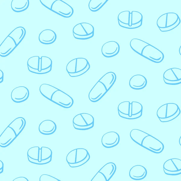 Modèle Sans Couture Avec Des Médicaments Des Capsules Des Médicaments — Image vectorielle