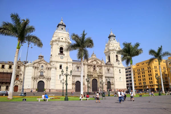 Hermosa Catedral Basílica Lima Plaza Mayor Lima Perú América Del — Foto de Stock