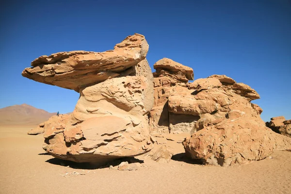 Amazing Rock Formation Eduardo Avaroa Andean Fauna National Reserve Visitor — Stock Photo, Image