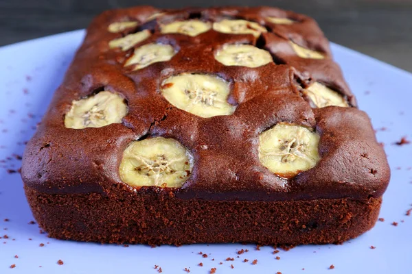 Mouthwatering Casero Pastel Plátano Chocolate Integral — Foto de Stock