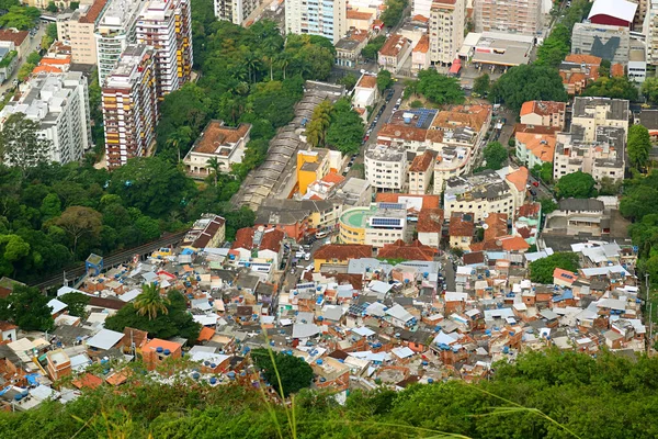 Vista Aérea Del Centro Río Janeiro Con Vista Área Favela — Foto de Stock