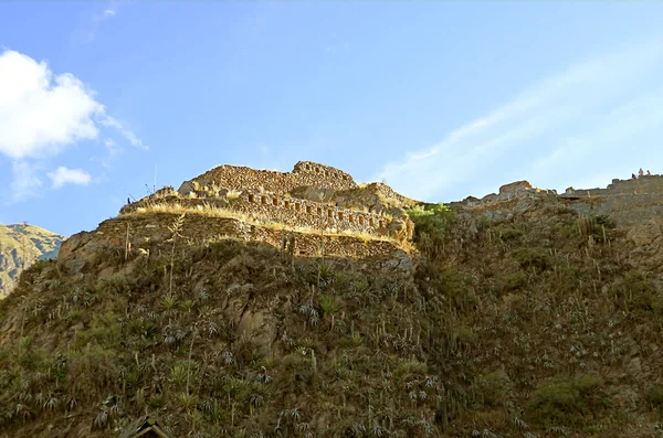 Древние Сооружения Вершине Храмовой Горы Ольянтайтамбо Руины Инков Урубамба Куско — стоковое фото
