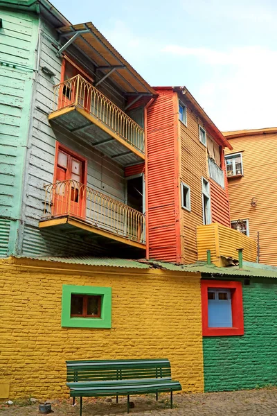 Exterior Colorido Brilhantemente Pintado Das Casas Boca Bairro Buenos Aires — Fotografia de Stock