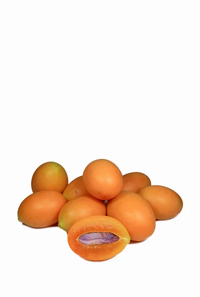 Heap Orange Yellow Fresh Ripe Marian Plum Fruits One Cut Stock Image