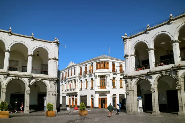 Působivé Bílé Koloniální Budovy Bílého Města Přezdívka Arequipa Peru Čarodějnice — Stock fotografie