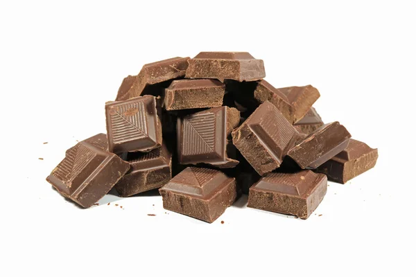 Högen Med Chokladbitar Isolerade Vit Bakgrund — Stockfoto