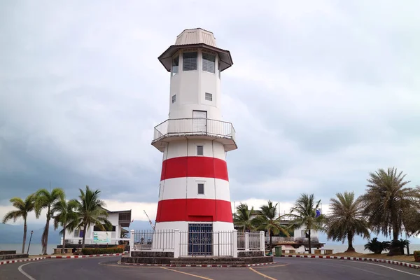 Coastal Lighthouse Gray Cloudy Sky Thailand — Stock Photo, Image