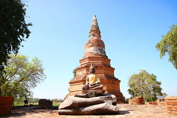 Historic Pagoda Buddha Images Wat Phra Ngam Temple Ruins Ayutthaya — Stockfoto