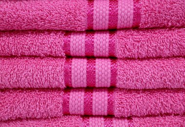 Front View of Fuchsia Pink Fluffy Towels Stack